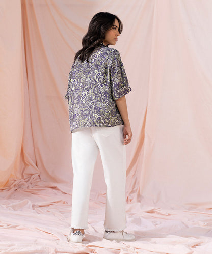 Sapphire - Silky Printed Boxy Shirt