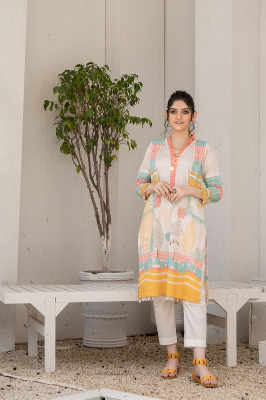 Ellena - 1-PC Kurti Unstitched Lawn Jacquard