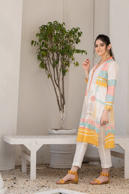 Ellena - 1-PC Kurti Unstitched Lawn Jacquard