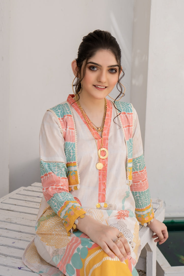 Ellena - 1-PC Kurti Unstitched Lawn Jacquard