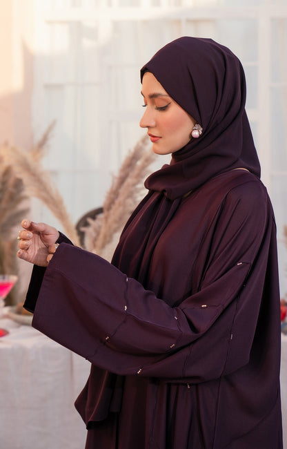 Hareer - ORIANE PLUM FRONT OPEN ABAYA