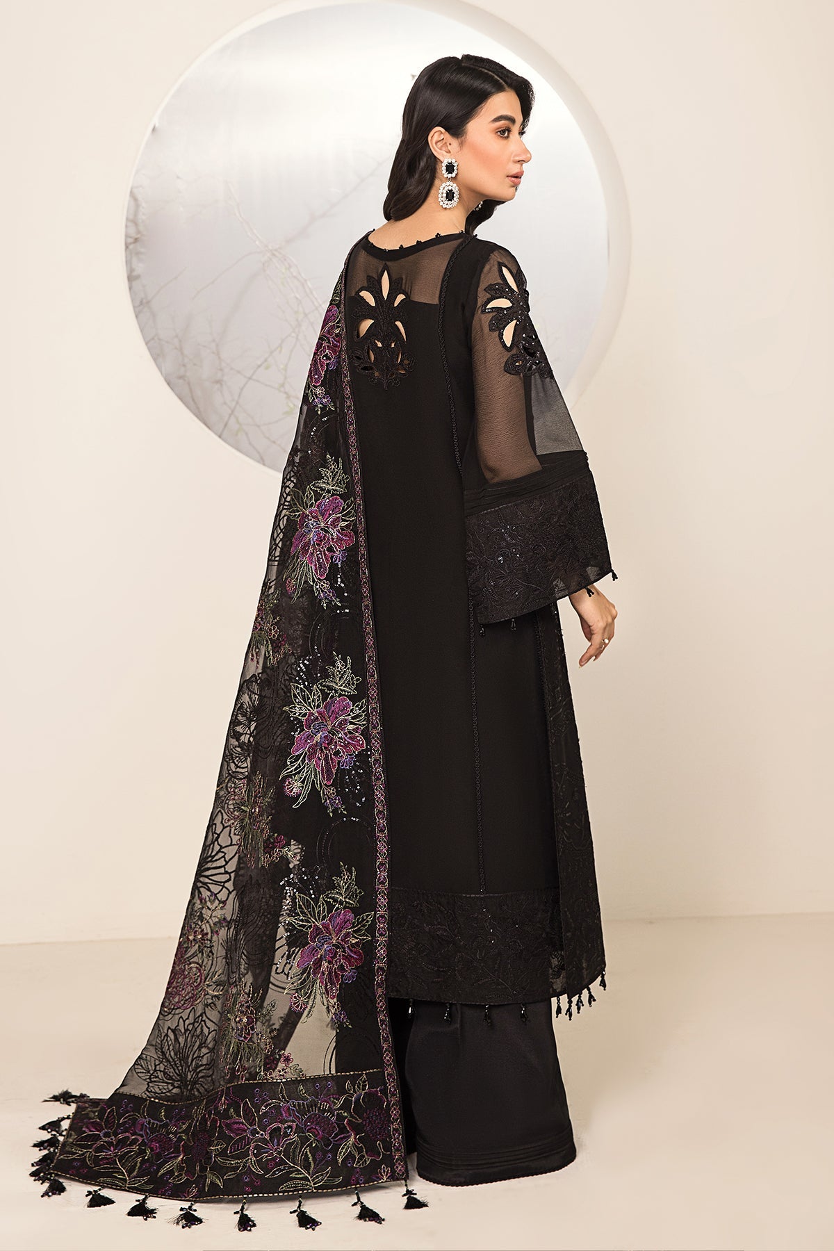 Alizeh - Embroidered Chiffon Black - V15D03 - Amera