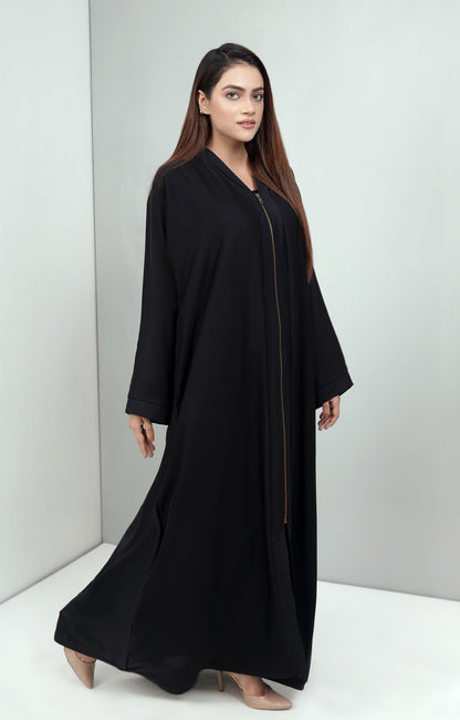 Hareer - Black escape front zipper abaya