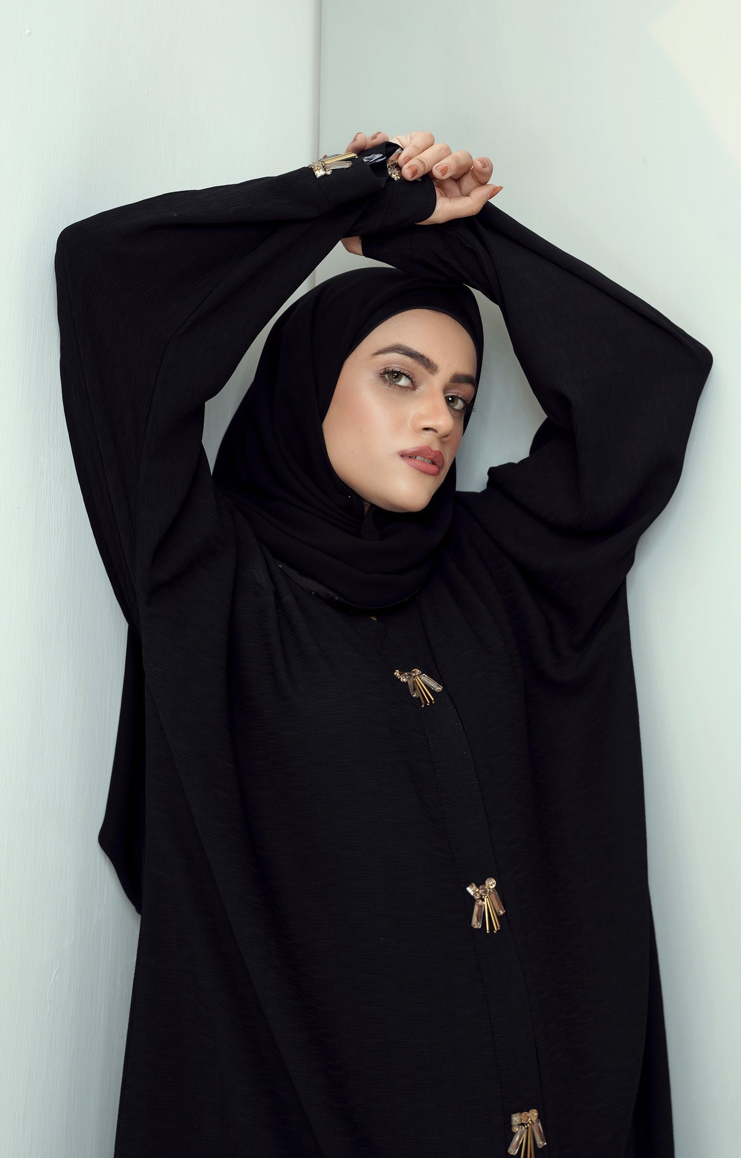 Hareer - Alia Black Textured fabric Abaya