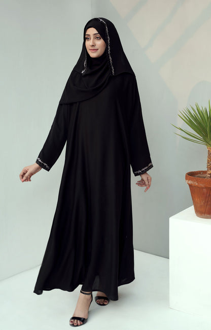 Hareer - MIDNIGHT BLACK  SWAROVSKI STONE WORK ABAYA