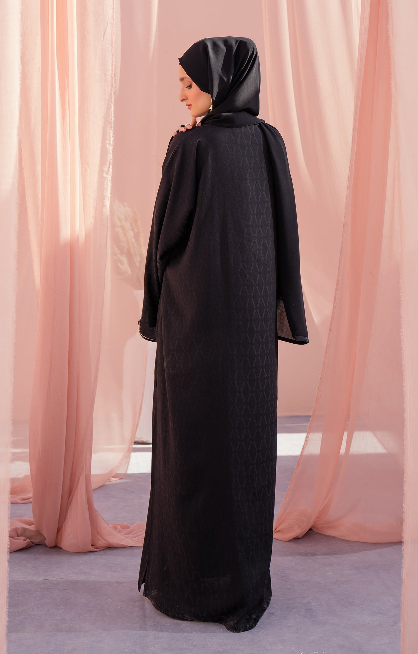 Hareer - NEANA BLACK FRONT OPEN ABAYA