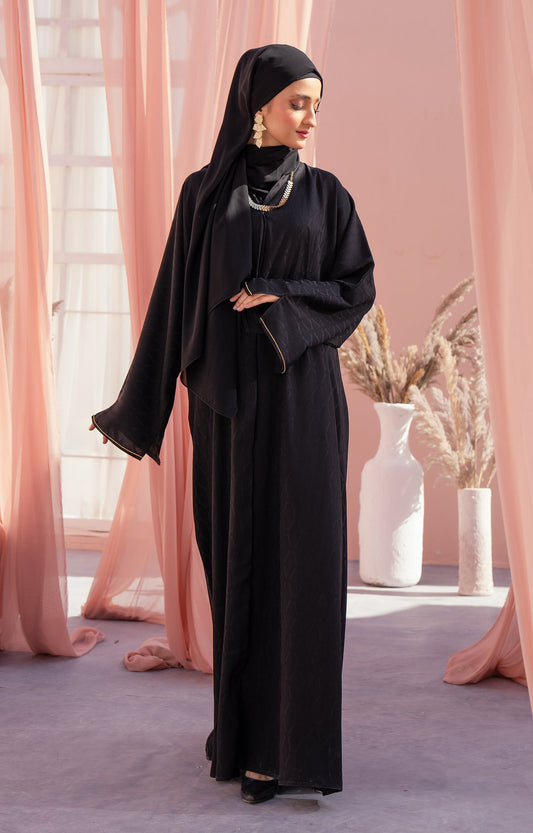 Hareer - NEANA BLACK FRONT OPEN ABAYA