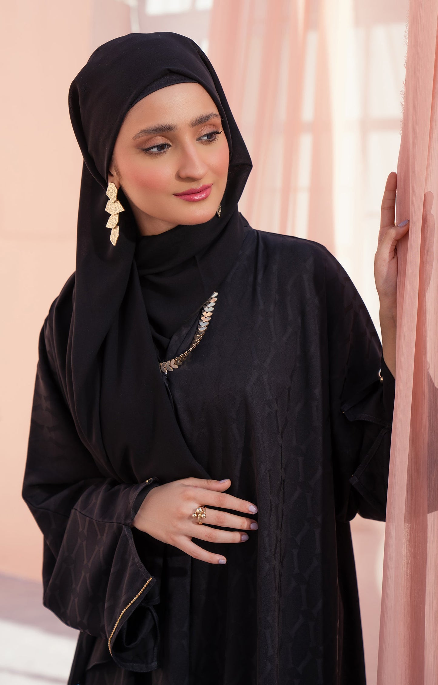 Hareer - NEANA BLACK FRONT OPEN ABAYA