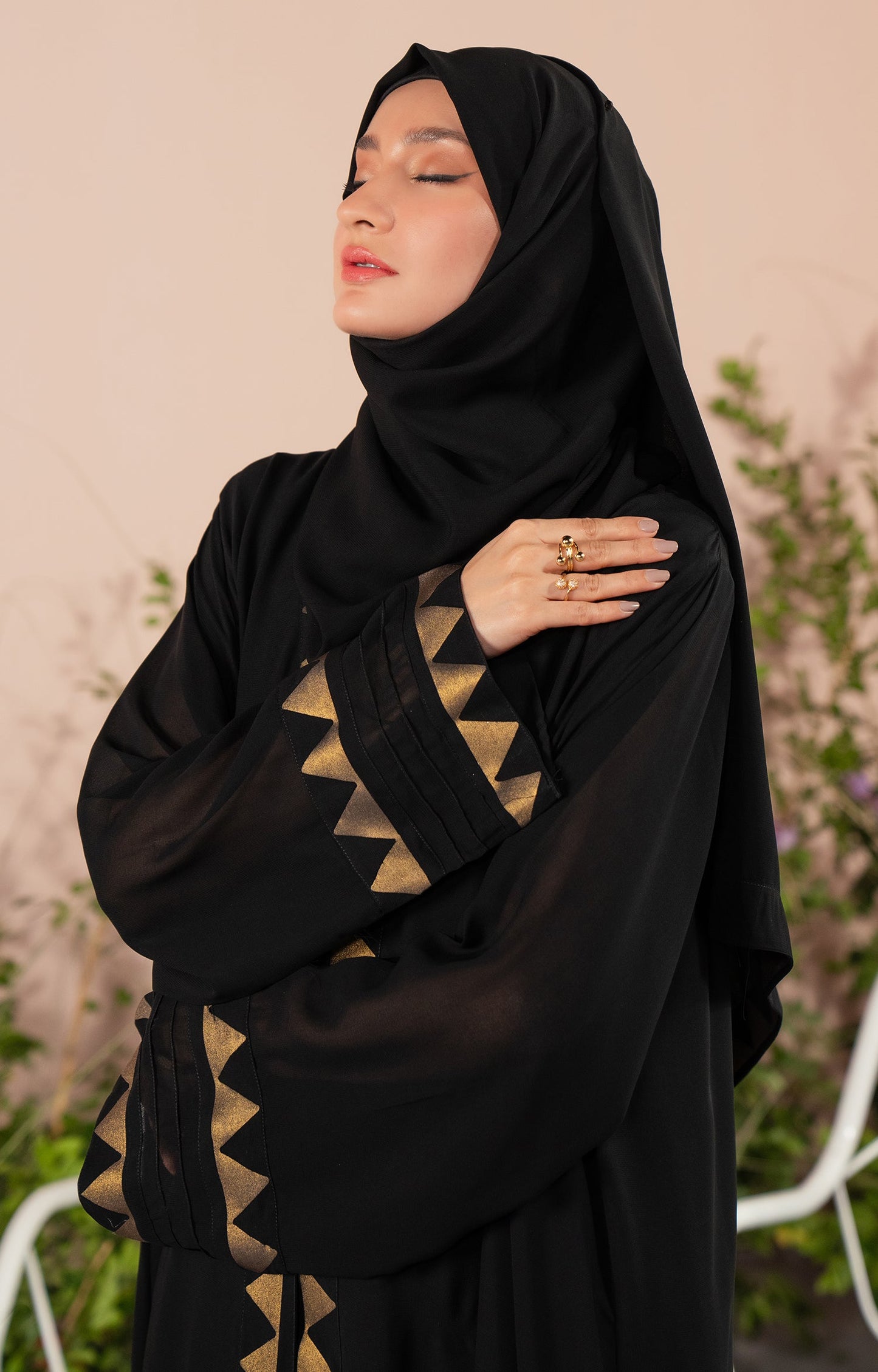 Hareer - ONYX PEARL FRONT OPEN ABAYA