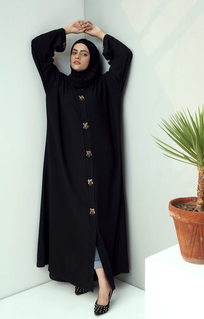 Hareer - Alia Black Textured fabric Abaya