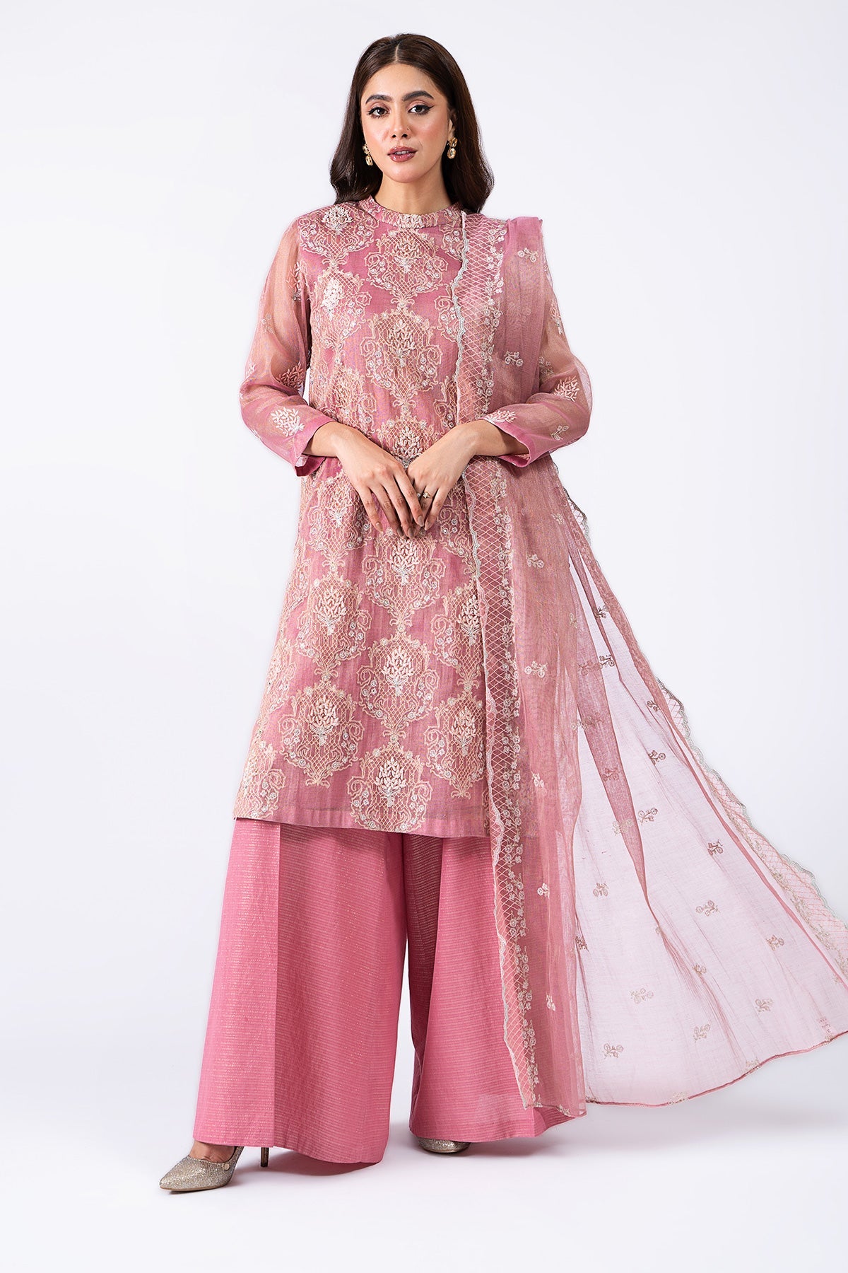 Kayseria - 3 Piece Zari Net Suit