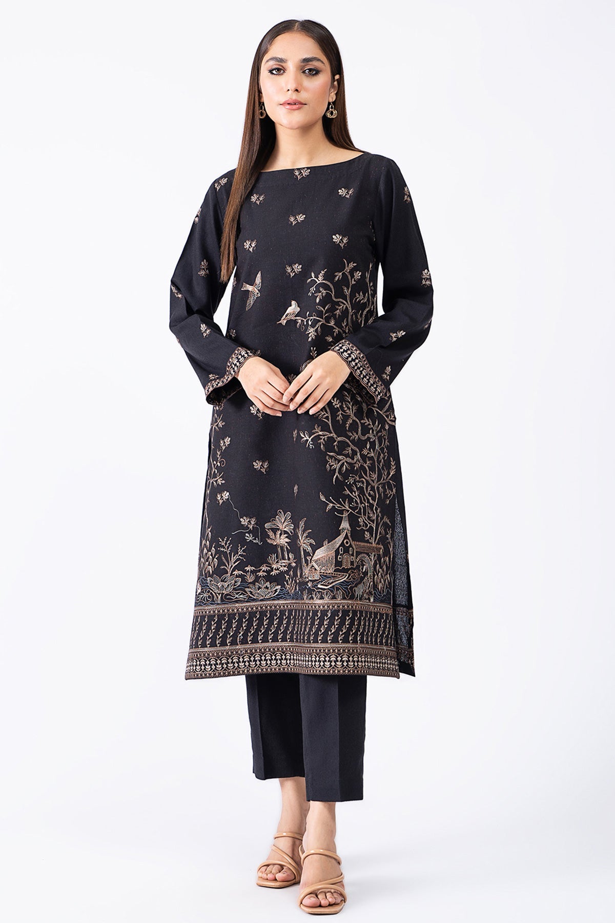 Kayseria - 2 Piece Dotted Khaddar Shirt & Shalwar