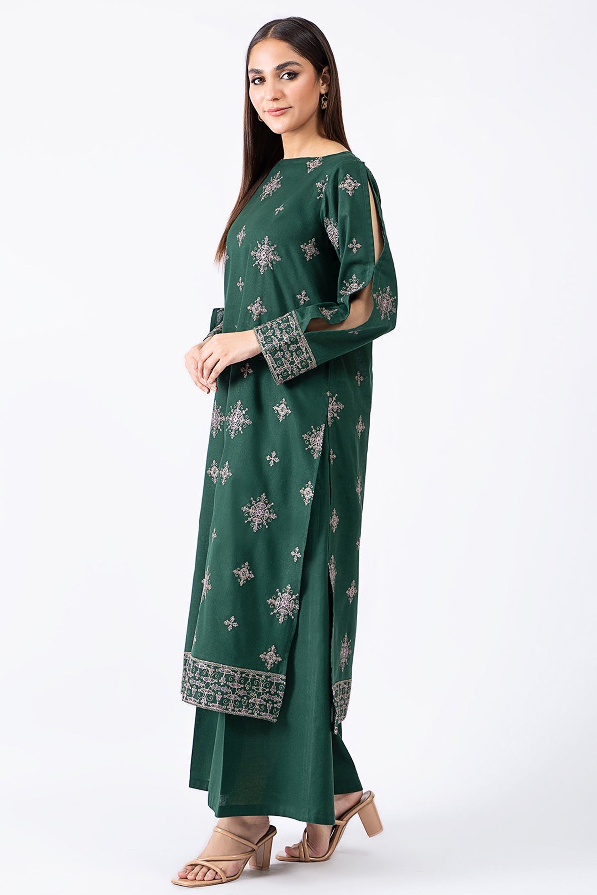 Kayseria - 2 Piece Dotted Khaddar Shirt & Shalwar