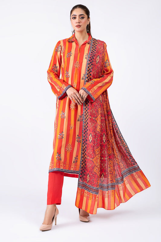 Kayseria - 3 Piece Pk Raw Silk Suit