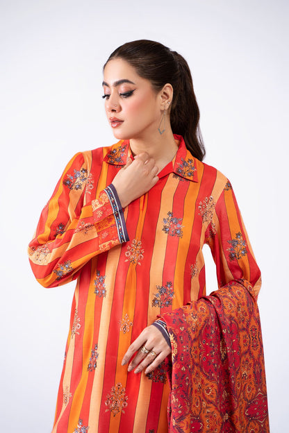 Kayseria - 3 Piece Pk Raw Silk Suit