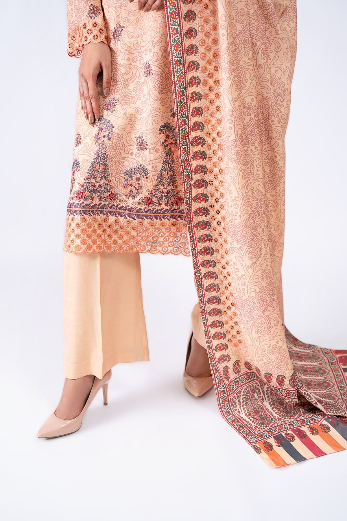 Kayseria - 3 Piece Pk Raw Silk Suit