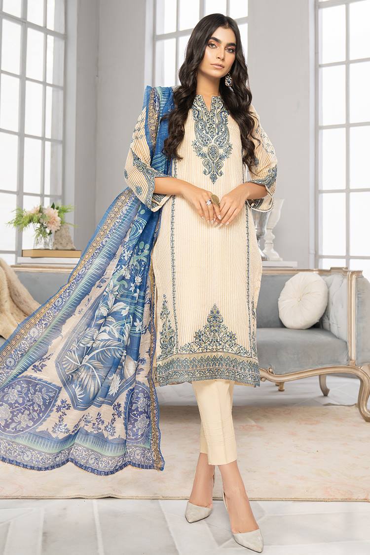 Ellena - 3-PC Stitched Organza Suit