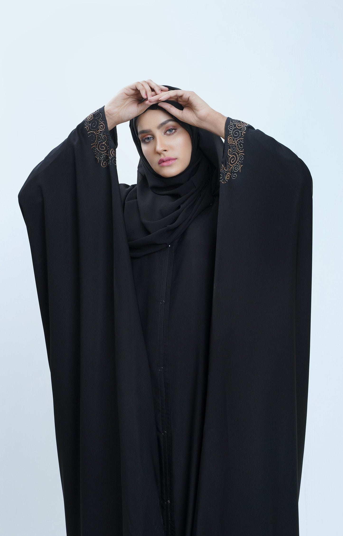 Hareer - Classic Black Abaya Swarovski Stone Work