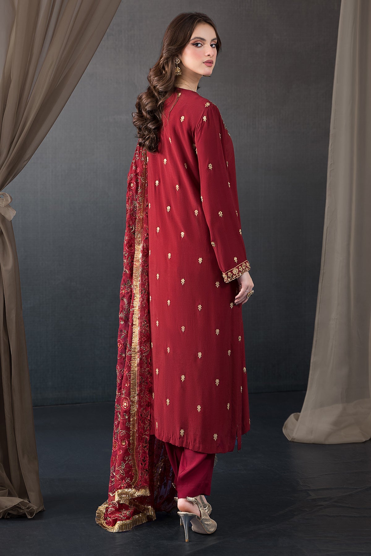 Kayseria - 3 Piece Pk Raw Silk Suit