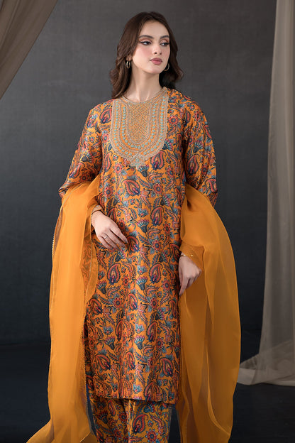 Kayseria - 3 Piece Pk Raw Silk Suit