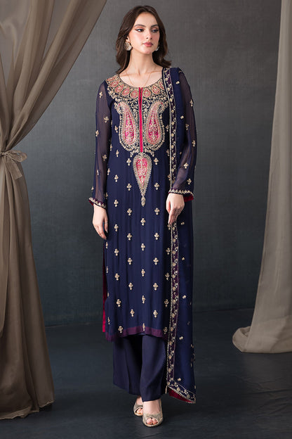 Kayseria - 3 Piece Pk Chiffon Suit