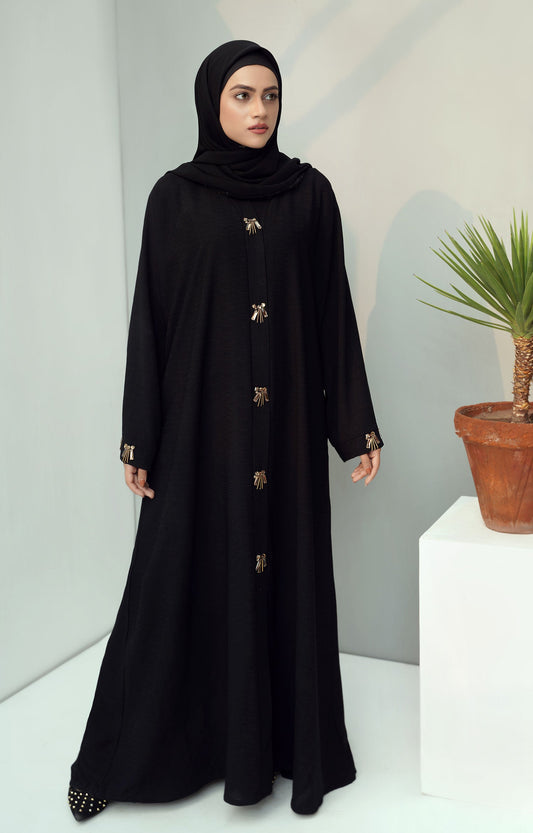 Hareer - Alia Black Textured fabric Abaya