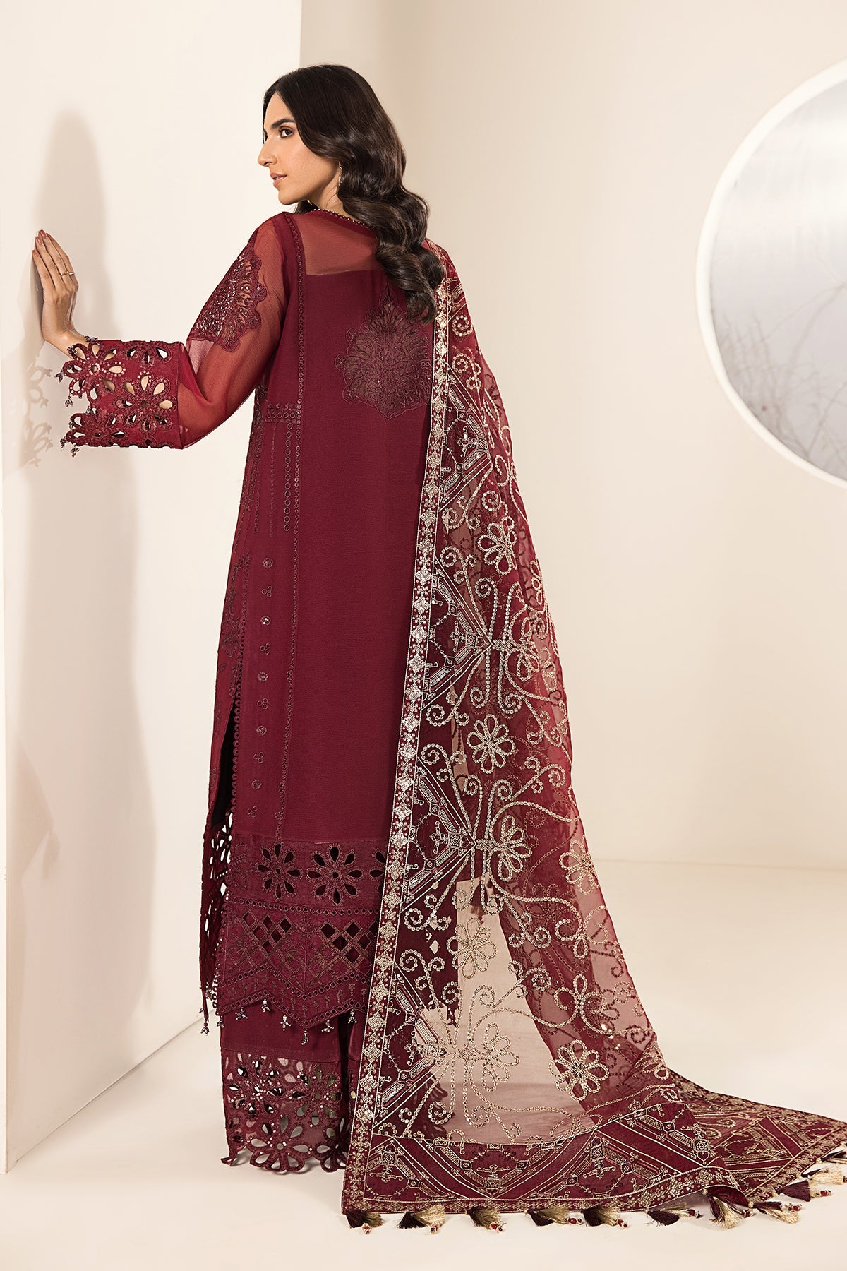 Alizeh - Embroidered Chiffon Maroon - V15D01 - Raisa