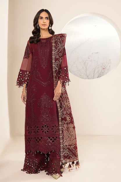 Alizeh - Embroidered Chiffon Maroon - V15D01 - Raisa