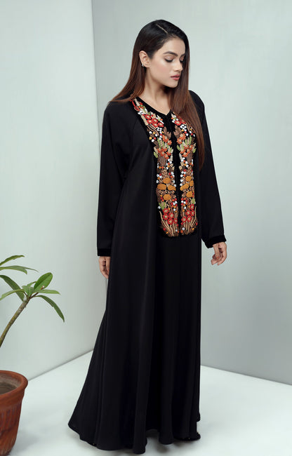 Hareer - Luxury front embroidered velvet abaya