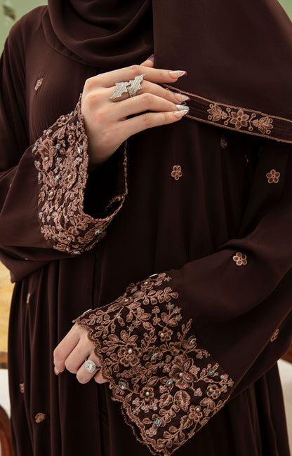 Hareer - CAMELLIA EMBRIODERED FRONT OPEN ABAYA