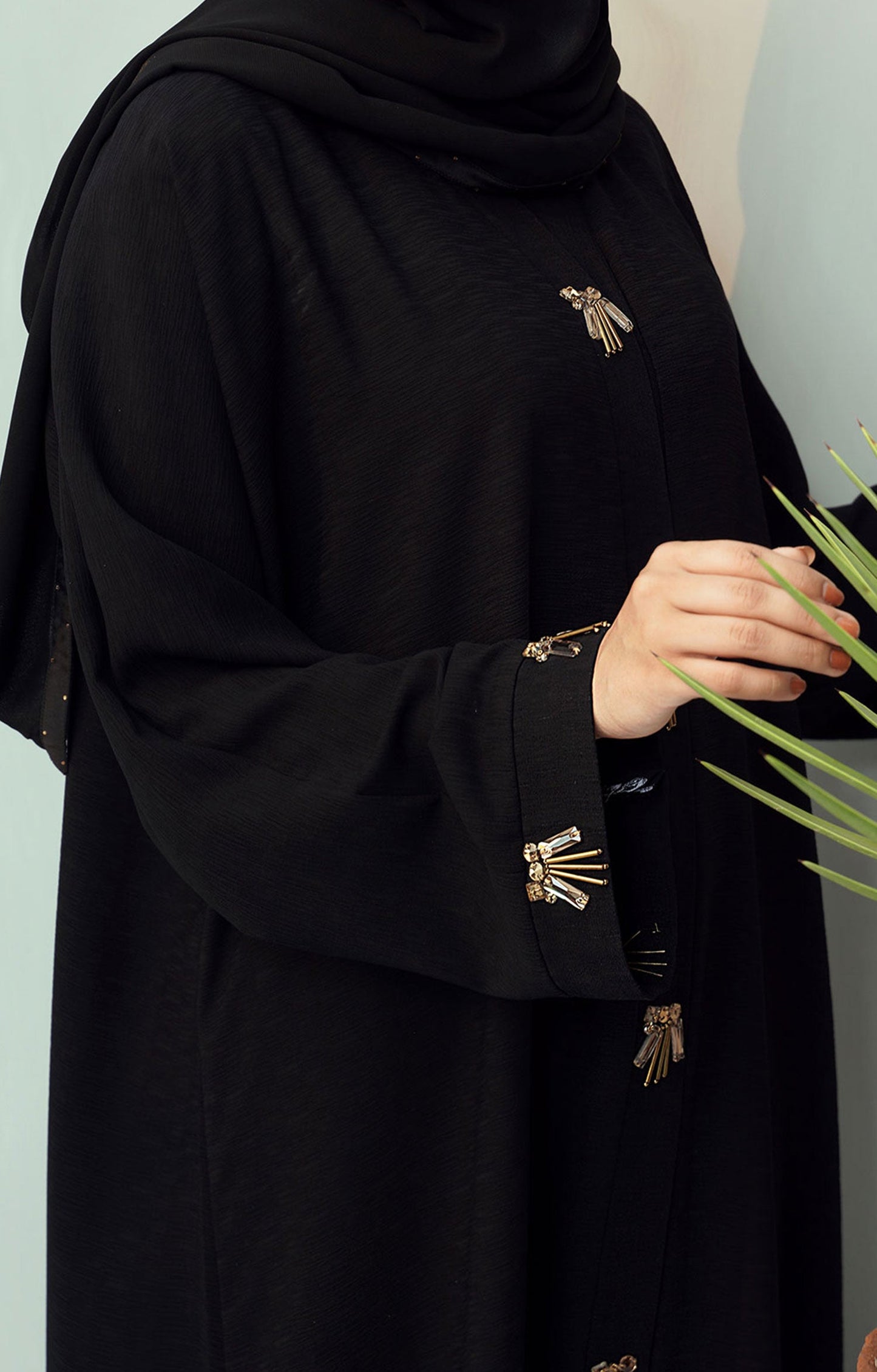 Hareer - Alia Black Textured fabric Abaya