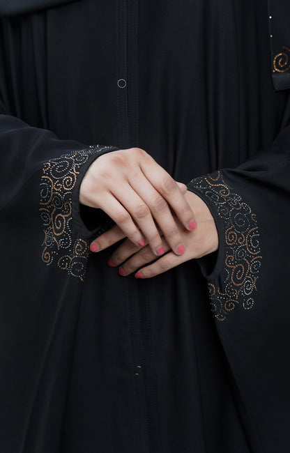 Hareer - Classic Black Abaya Swarovski Stone Work