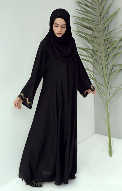 Hareer - BLACK LUXE SWAROVSKI STONE WORK ABAYA