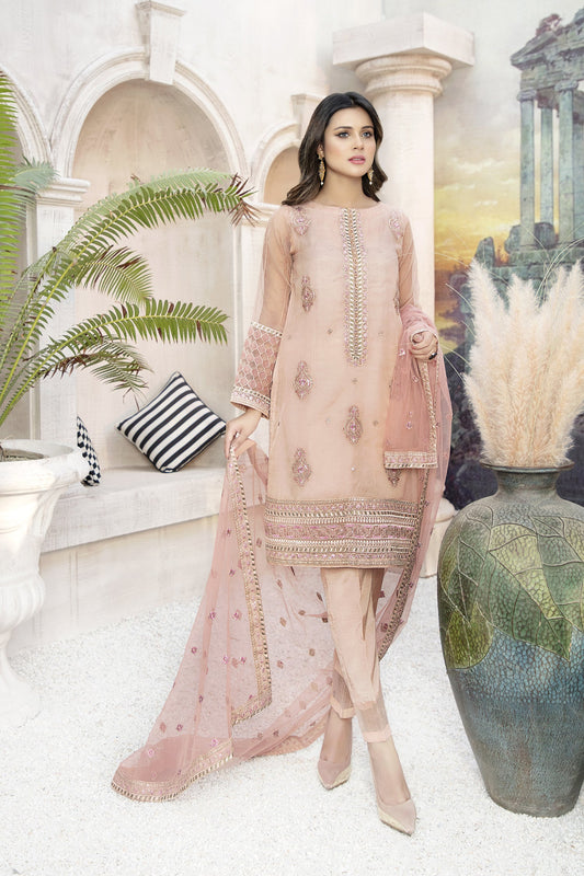 Ellena - 3-PC Stitched Organza Suit