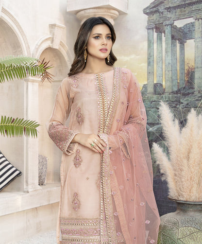 Ellena - 3-PC Stitched Organza Suit
