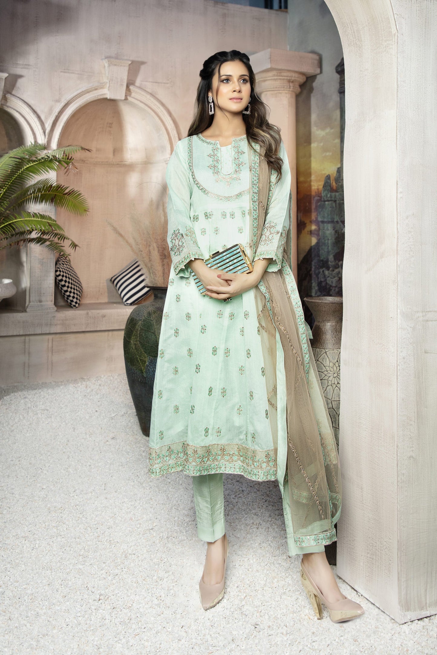 Ellena - 3-PC Stitched Paper Cotton Suit