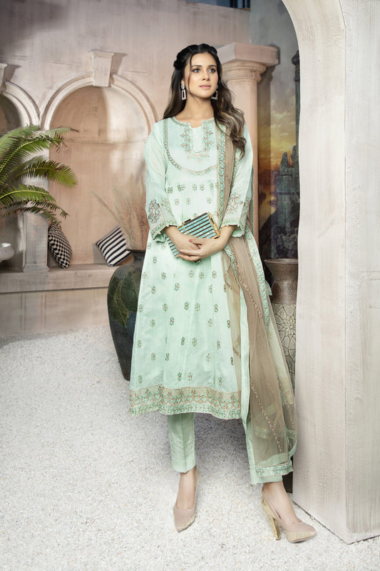 Ellena - 3-PC Stitched Paper Cotton Suit