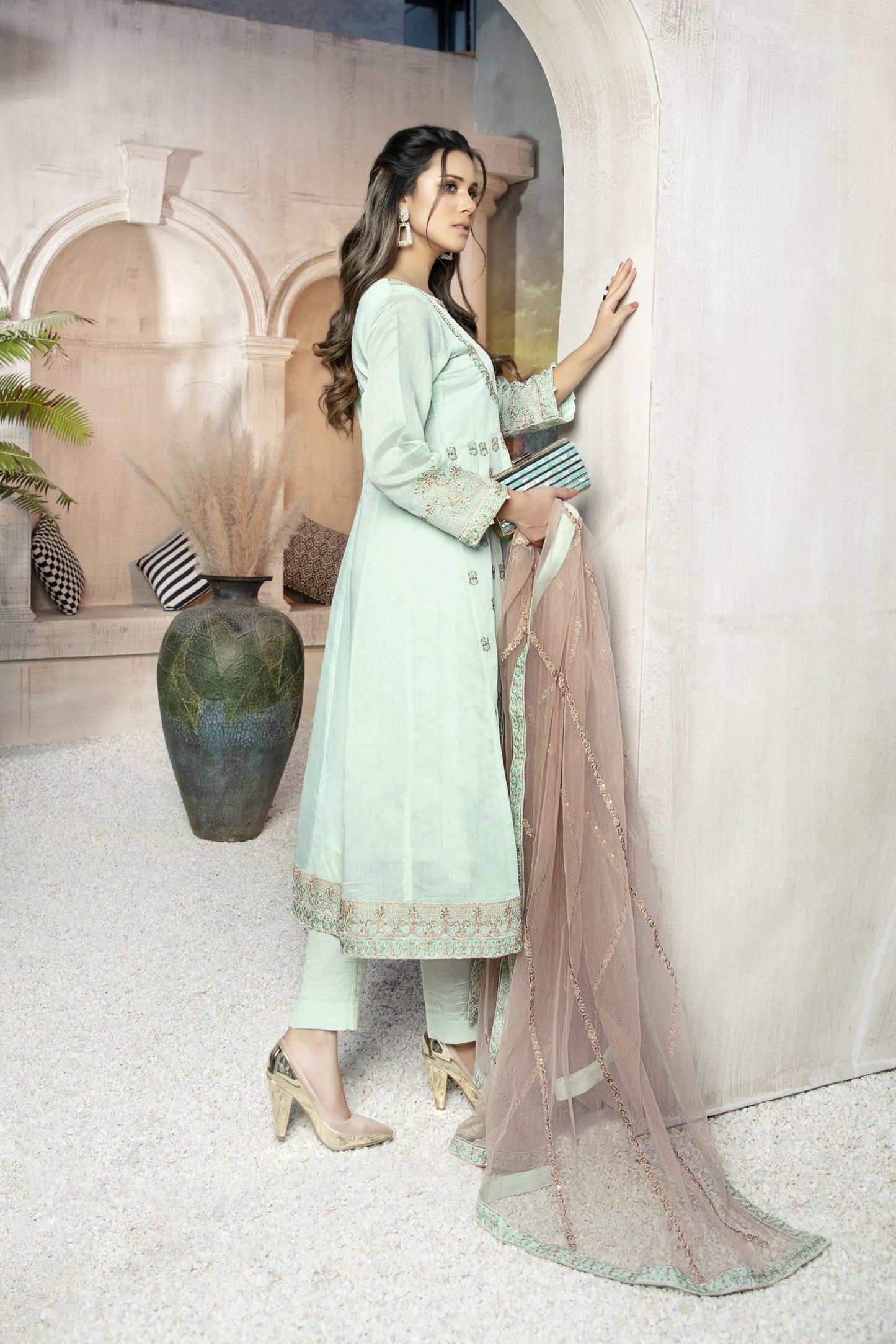 Ellena - 3-PC Stitched Paper Cotton Suit
