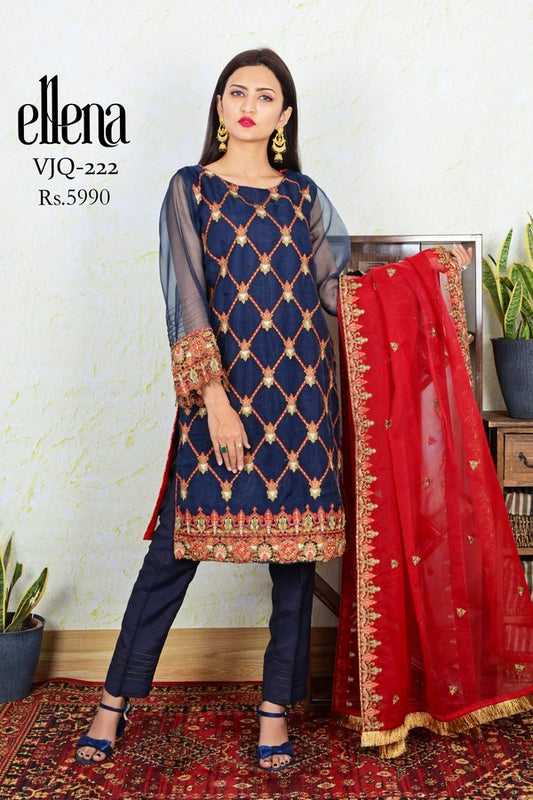 Ellena - 3-PC Stitched Organza Suit