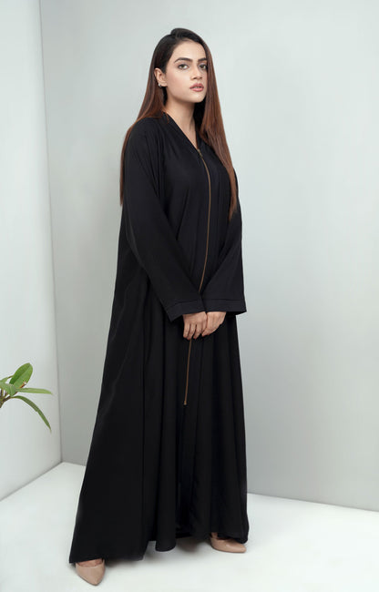 Hareer - Black escape front zipper abaya