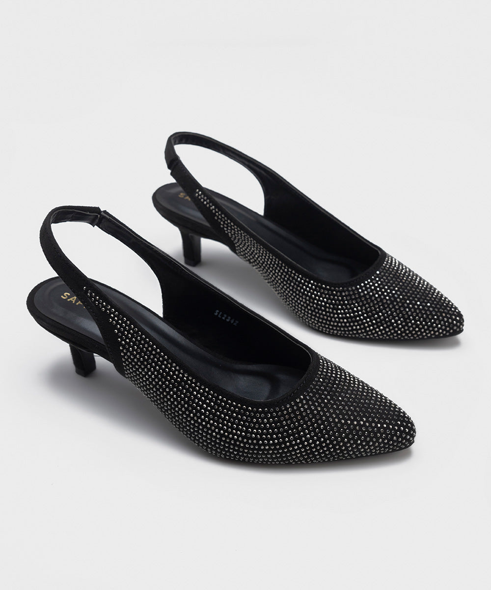 Sapphire - Embellished Kitten Heels