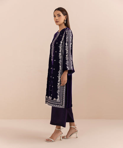 Sapphire - 2 Piece - Embroidered Velvet Suit