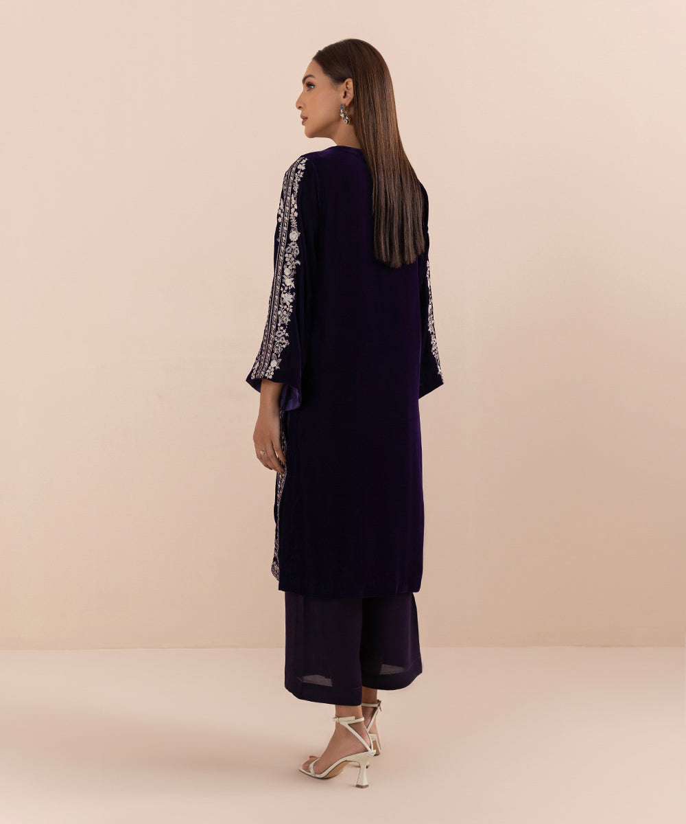 Sapphire - 2 Piece - Embroidered Velvet Suit