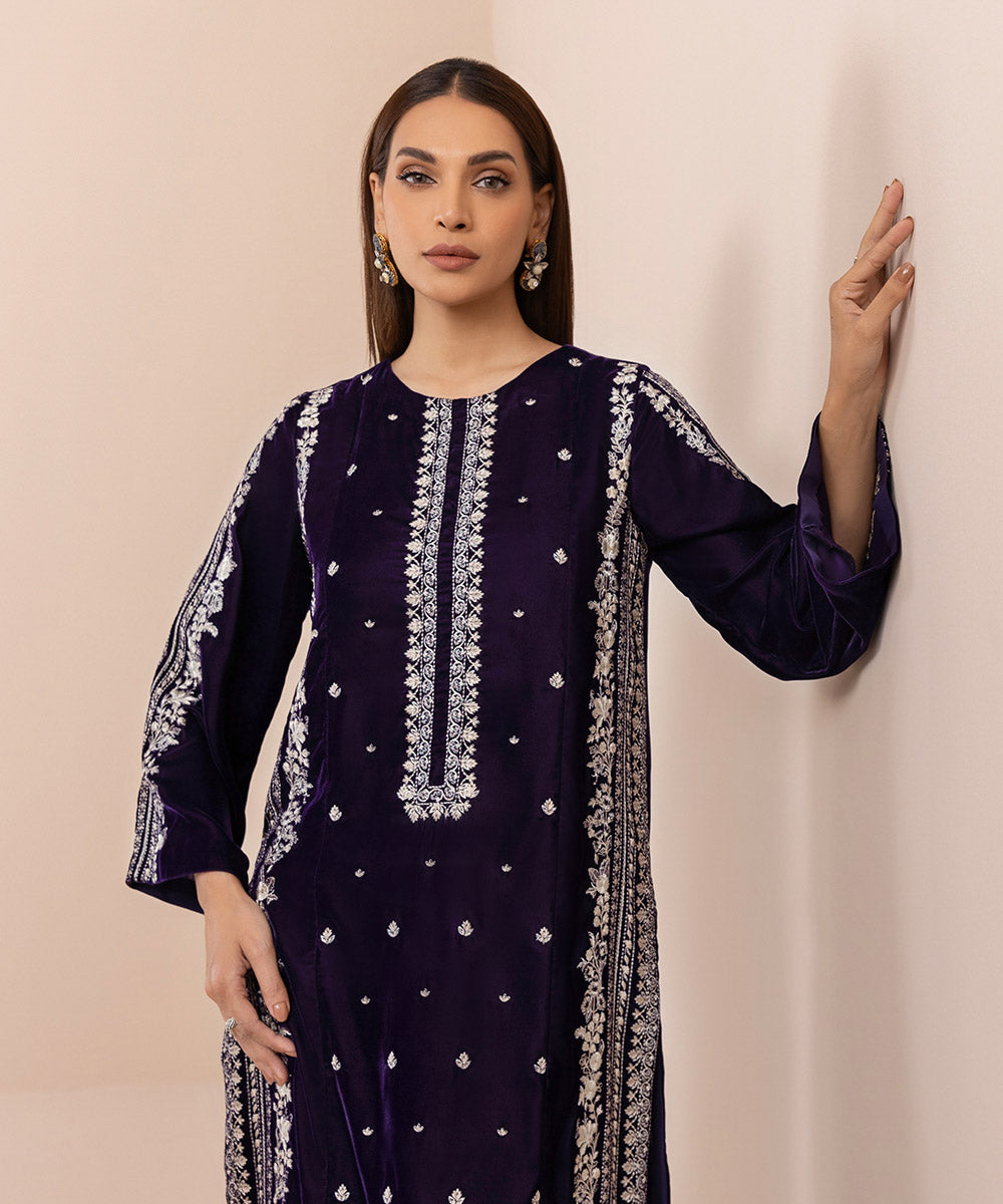 Sapphire - 2 Piece - Embroidered Velvet Suit