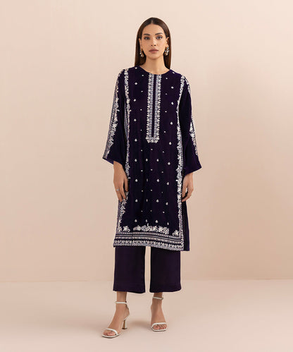 Sapphire - 2 Piece - Embroidered Velvet Suit