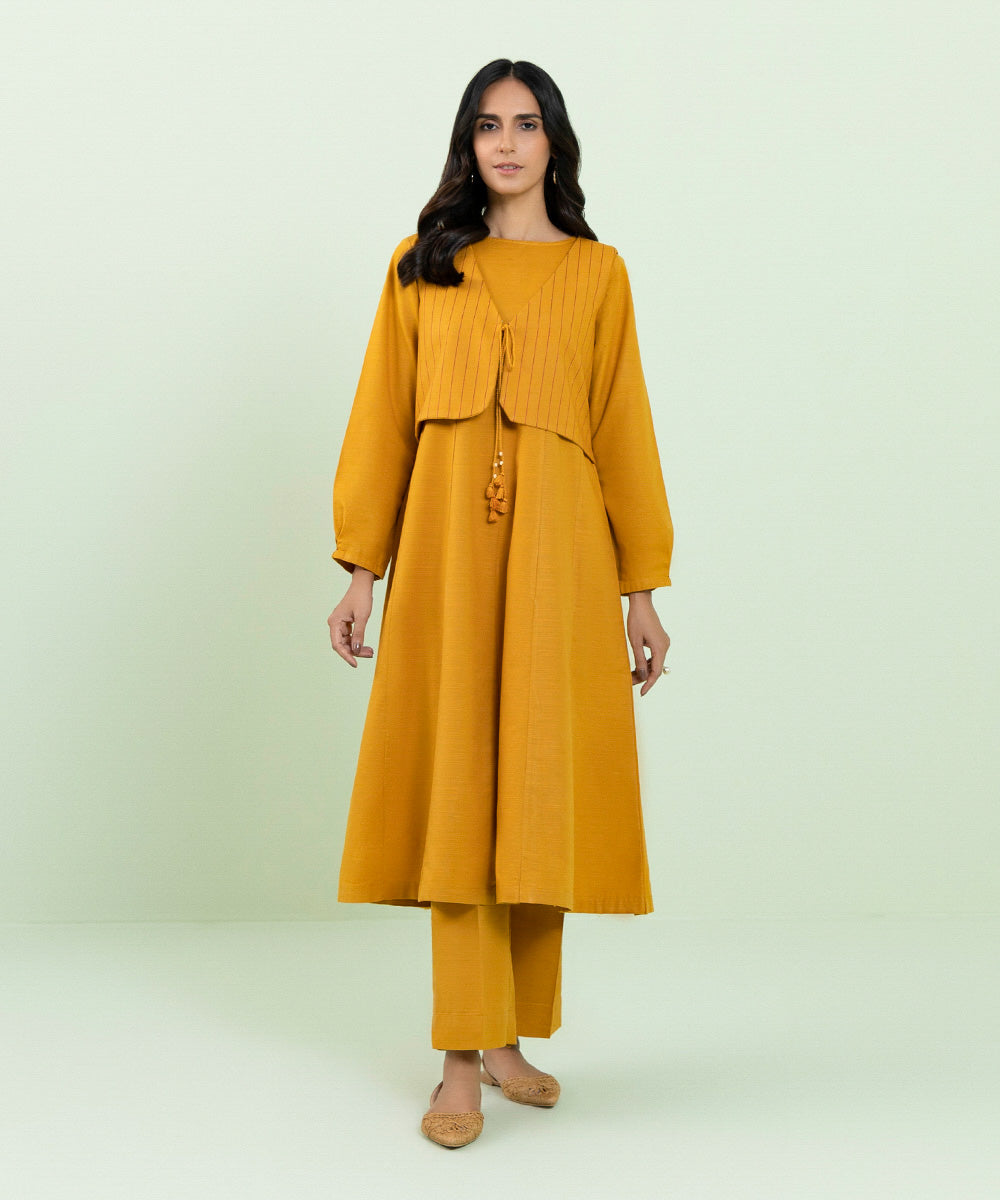 Sapphire - Flared Khaddar Shirt With Cropped Jacket