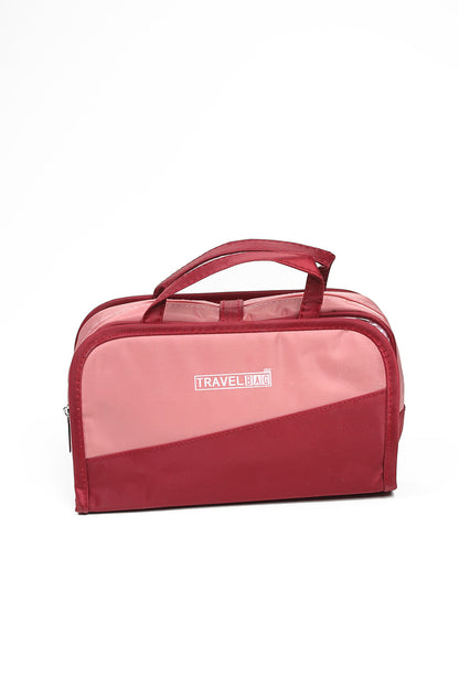 Nishat Linen - Khaki & Wine Red Vanity Bag-429512130-W22