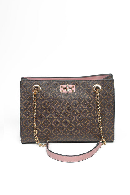 Nishat Linen - Brown & Pink Hand Bag-430222113-W22