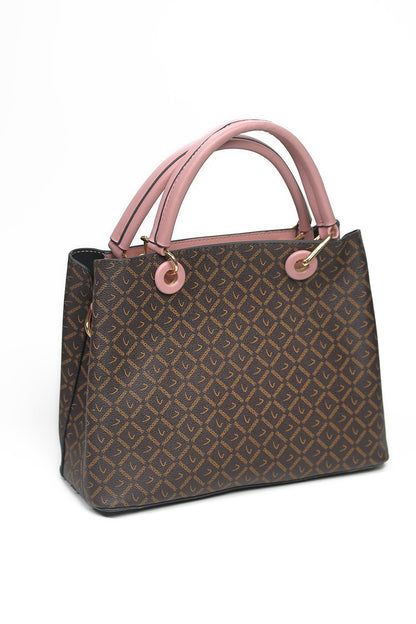 Nishat Linen - Brown & Pink Hand Bag-430232113-W22