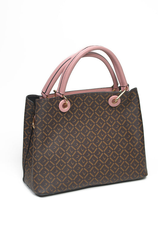Nishat Linen - Brown & Pink Hand Bag-430232113-W22